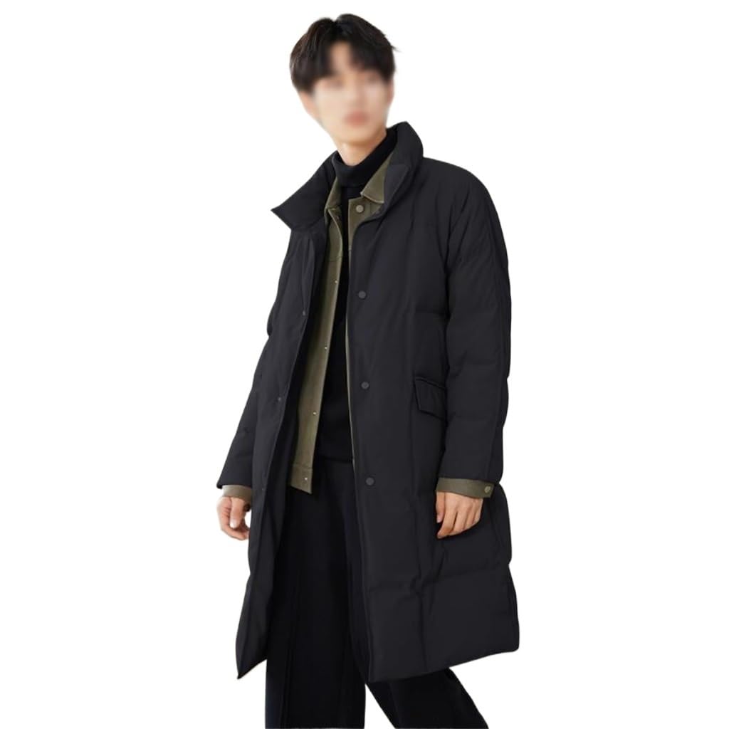 Falso Dos Chaquetas de plumón en el Estilo Largo de Invierno de los Hombres Grueso cálido Abrigo de Marea Casual Abrigo Cortavientos(XXL)
