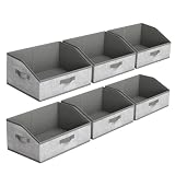 SONGMICS Set di 6 cestini portaoggetti, pieghevoli, scatole in tessuto, 40 x 30 x 20 cm, organizer per armadio, 3 manici, per camera da letto, soggiorno, grigio torta, URFB0140G01
