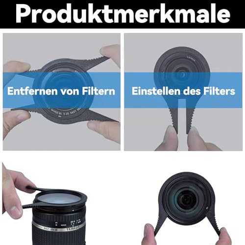 COZERI Filterklemmen，2-teiliges Filterschlüssel Set,Kamera Objektiv Filter Werkzeug, Lens Spanner zum einfachen Entfernen von Filtern 62-77mm & 49-58mm，Clip-on Handy Filterzange