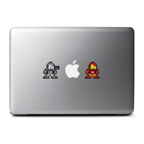 8-Bit Iron Man and War Machine Decals for MacBook, iPad Mini, iPhone 5S, Samsung Galaxy S3 S4, Nexus, HTC One, Nokia Lumia, Blackberry
