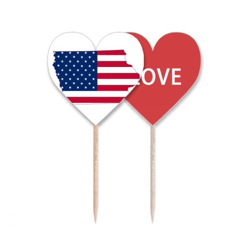 Cure-dents drapeau romantique avec motif de coeur pour buffet Iowa