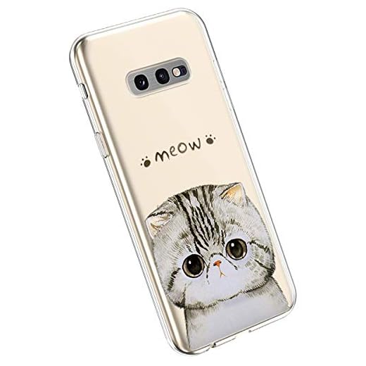 YSIMEE Kompatibel med fodral Samsung Galaxy S10e, vacker målad utsökt silikon transparent tunn lätt TPU Bumper case Samsung Galaxy S10e Katt