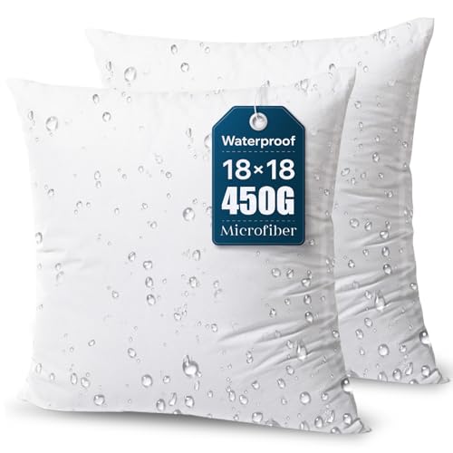 Phantoscope Premium Outdoor Pillow Inserts - Pack of 2 Square Form Water Resistant...