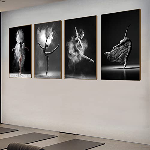 Image of NCYEL Black and white ballet wall art dancer poster beautiful girl bedroom elegant dance classroom bathroom dormitory decoration poster 16 inchx24 x4pcs