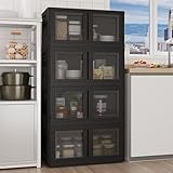 FLEXIMOUNTS 304 QT Stackable Storage Bins With Lids, Collapsible Plastic Storage Bins, Closet Organizers and Storage Containers with Doors For...