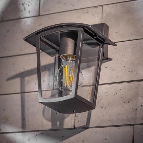 Applique murale d'extérieur lanterne noire élégante avec diffuseur transparent de qualité IP44 - 6