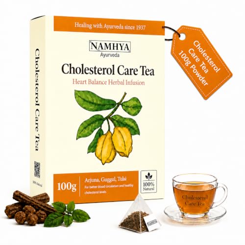 Image of Namhya Cholesterol Care Tea | Herbal Tea for Cholesterol Control, Heart Health & Circulation Support | Ayurvedic Blend for Fat Metabolism, Detox & Triglyceride Balance | Loose Tea 100g