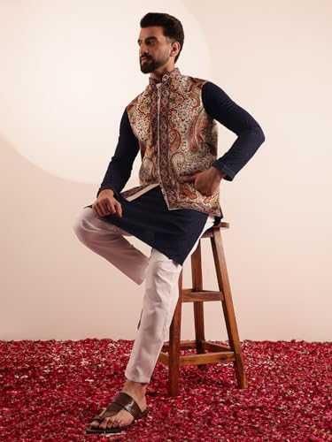 Image of SOJANYA (Since 1958 Men's Velvet Nehru Jacket With Paisley Print