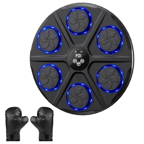 Music Boxing Machine for Adults, Wall Target Punching Workout with Boxing Gloves, Bluetooth Smart Boxing Training Machine Suitable for Home,Office,Gym, 12 Modes & 12 Speeds