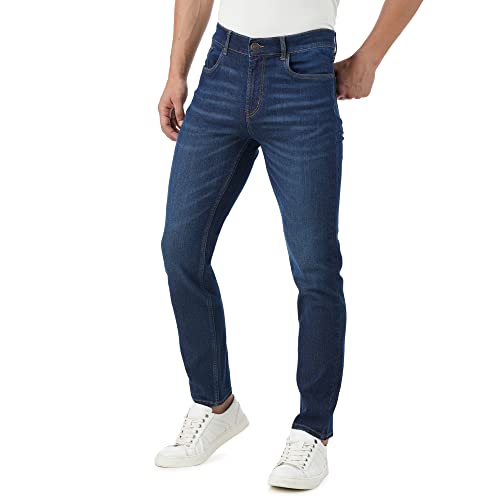 Image of INKD Men's Slim Fit Jeans - Mid-Rise | Cotton Blend | Contrast Stitch | Stretchable Fabric | Classic 5 Pocket Styling | Men's Bottomwear (Available in Plus Sizes)