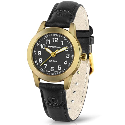 Imagen de PINIDOUS Relojes para Mujer Relojes Analógicos de Cuarzo Mini Reloj de Vestir Mujer Resistente al Agua Correa de Cuero Estilo Clásico Elegante Reloj de Pulsera