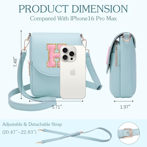 Image of Viverte Crossbody Purse for Teen Girls Small Initial Cell Phone Toddler Purse Leather Triple Compartment Crossbody Bags