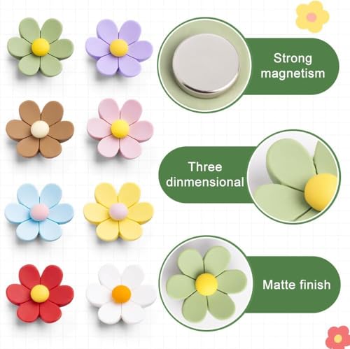 Image of K.K. VillA Beautiful 3D Flower Fridge Magnets for Home & Office | Strong Decorative Magnets for Refrigerator, Locker, Whiteboard & Kitchen Use | Multicolour Floral Design (Pack of 5, Large)