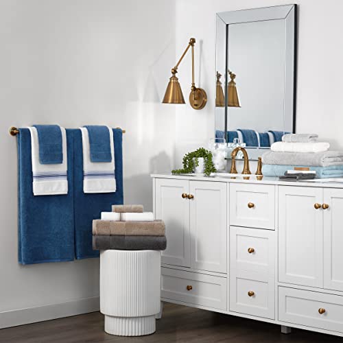 Aston & Arden Aegean Terry Bath Towels - (Set Of 2) Ringspun Turkish Cotton Thick And Soft Absorbent Luxury Hotel And Spa Bathroom Towel, 600 Gsm, 30 X 60 In, Dark Grey #TOP5