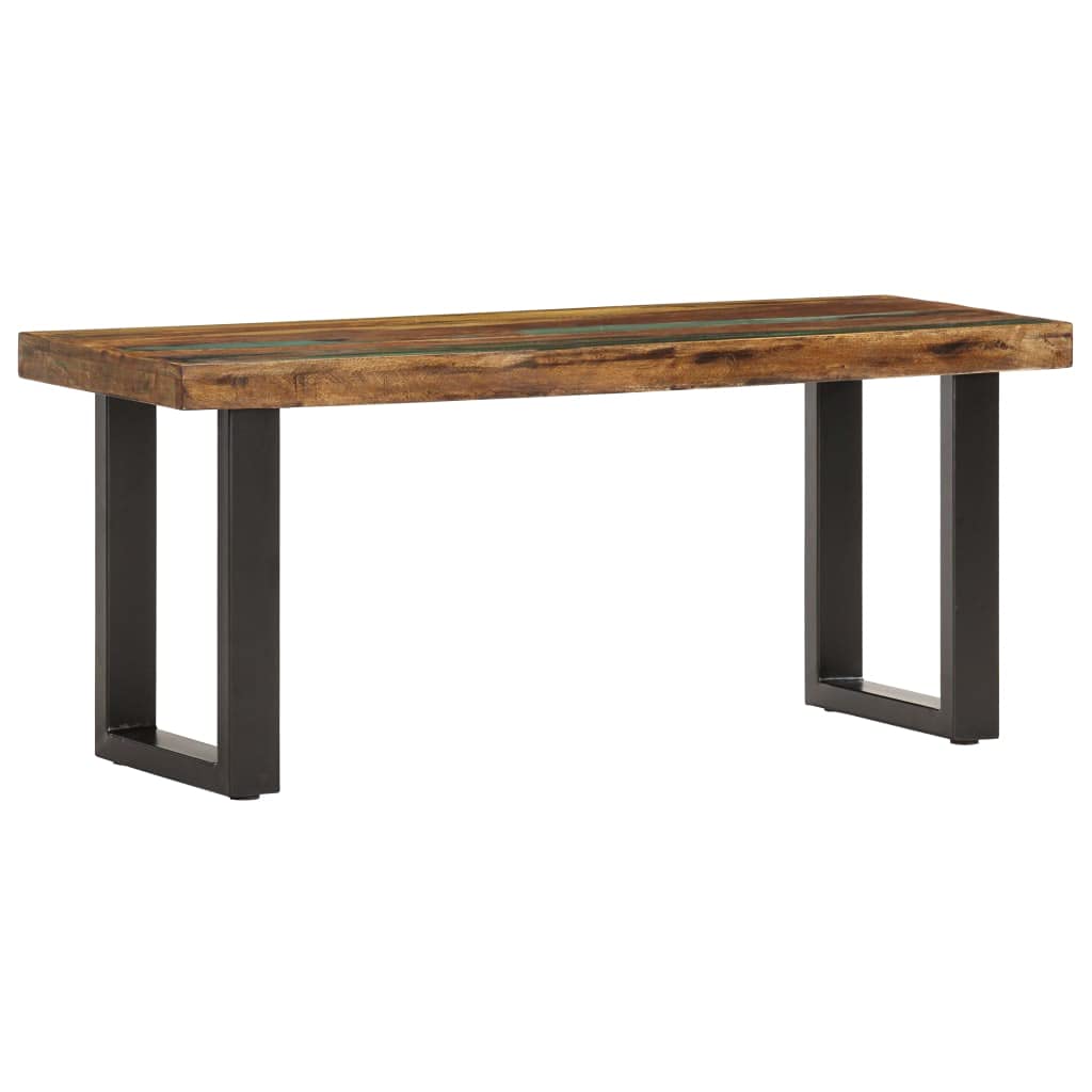 Genérico Banco de Madera Maciza reciclada y Acero 110 cm,Mobiliario,Bancos,Bancos para recibidores y Almacenamiento,Marrón,11.58 kg,286458