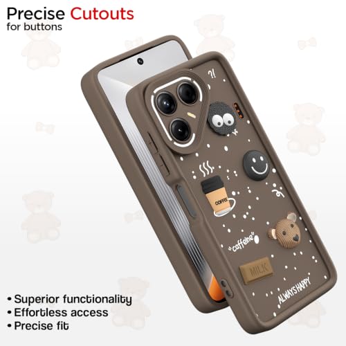 Image of Pikkme Back Cover for Tecno Pova 7 5G | 3D Bear Silicone Cute & Fun Coffee Cartoon | Full Body Protection Bumper Case (Brown)