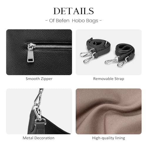 Image of befen Genuine Leather Hobo Bag Purses for Women, Anti Theft Leather Purse