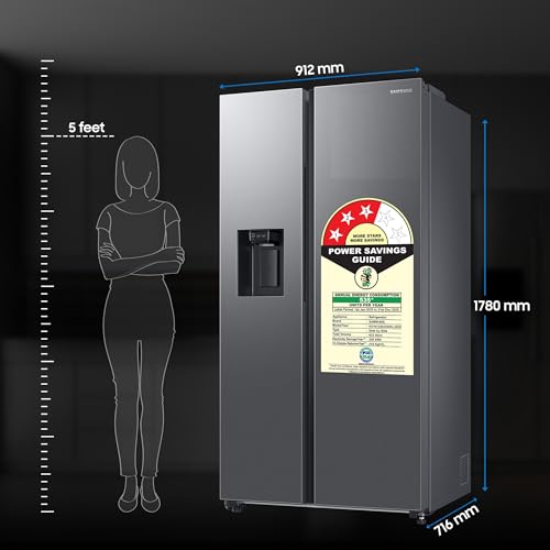 Image of Samsung 633 L, 3 Star, Frost Free, Double Door, Convertible 5-in-1 Digital Inverter, Side By Side Refrigerator with AI, WiFi & Water & Ice Dispenser (RS78CG8543S9HL, Silver, Refined Inox)
