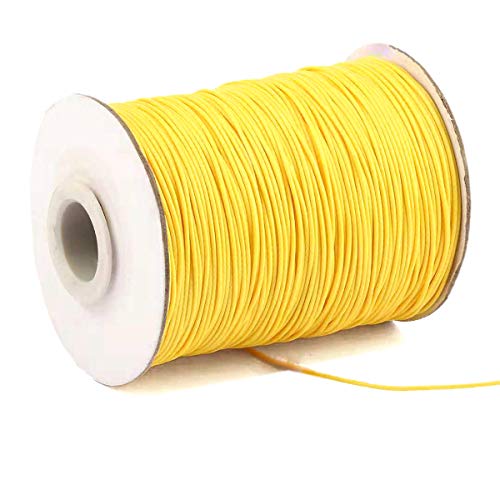 YZSFIRM 1mm 175 Yards Waxed Cord for Jewelry Making,Yellow Polyester Beading Thread for Braiding Bracelets and Necklaces Crafts