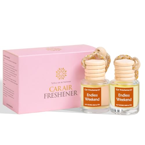Image of Hanging Car Air Freshener, Long Lasting Essential Oil Diffuser, Non-Toxic Endless Weekend Scent, Cute Car Fresheners for Women, 2 Pack Made in USA