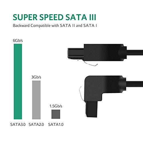 Cabo SATA III da UGREEN de 90 graus, pacote com 3 unidades de 6 Gbps de cabo de dados SSD HDD reto p
