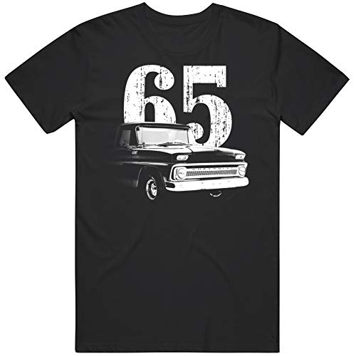 PurpleMonkeyTees 1965 C10 Pickup Truck Front Side View with Year T Shirt 2XL Black