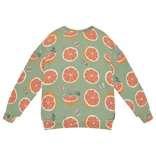 JUNZAN Art Grapefruit Fruit Sage Green Kids Girls Sweatshirt Hoodie Crewneck Fall Tops Shirts Camping 4T2