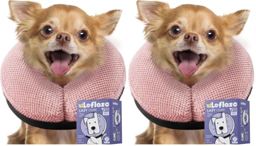 Image of Loflaze Soft Inflatable Dog Cone Collar for Large Medium Small Dogs Cats - After Surgery Dog Neck Donut Collar, ECollar Alternatives for Recovery (Pack of 2)