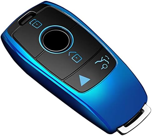 Tukellen for Mercedes Benz Key fob Cover,Special Soft TPU Key Case Protector Compatible with 2021-2026 GLE GLS GLA AMG GT,2019-2023 E-Class A-Class C-Class G-Class CLS 2018-2021 S-Class-Blue