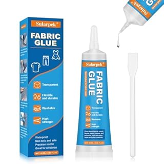 Sularpek 60 Ml Colla Tessuto, Colla per Tessuti Resistente ai Lavaggi per Cotone, Flanella, Denim, Poliestere e Riparazione di Bambole, 24 Hours Dry and Waterproof
