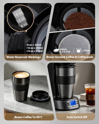 Aigostar Filterkaffeemaschine mit Thermobecher 420ml 24h Timer LCD 700W – Ansicht 8