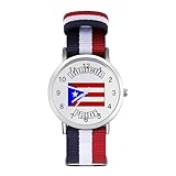 Boricua - Orologio da polso vintage con bandiera dello Stato, personalizzato, al quarzo, con numeri arabi, cinturino regolabile per uomo e donna