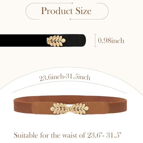 Image of BendJoy 2Pcs Elastic Waist Belt for Women, Vintage Design Belt for Women, Stylish Women Belts for Jeans and Dress