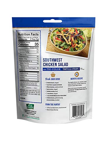 Fresh Gourmet Tri | Color Tortilla Strips | 3.5 Ounce, Pack of 9 | Low Carb | Crunchy Snack and Salad Topper - Thumbnail 2