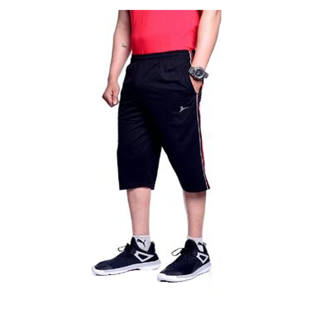niue Men & Boys Plain Regular Fit Cotton Three Fourth Capri (Black)-(Medium)-picture-52