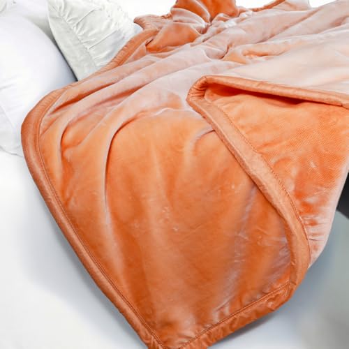 Image of ABRAZO Reversible Mink Blanket for Winter & AC | Double Bed 220x240 cm Soft & Warm Blanket /Dohar /Quilt /Comforter | All Season Use | (Tangerine)