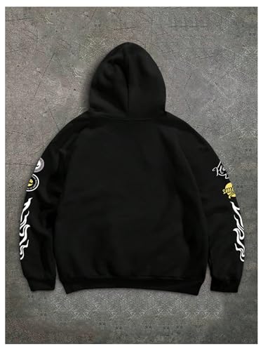 SOLY HUX Hoodies for Men Graphic Letter Print Long Sleeve Drawstring Sweatshirt Pullover Tops with Pocket2