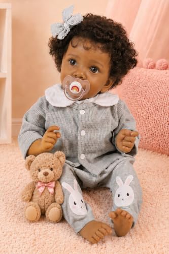 Muñeca Reborn Bebé Niña Negra Realista 20 Pulgadas miniatura 1