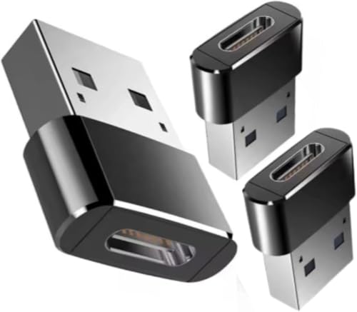 Clem Tech Adaptateur USB C vers USB - Lot de 3 - Type C Femelle vers USBA Mâle, 480Mbps, Aluminium, Compatible iPhone 15/16, Samsung Galaxy, Xiaomi, PC,...