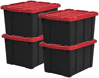 Iris Ohyama, Large Storage Boxes with Lids, Garage Storage Boxes, Closing Clips, 60L/1Pack, BPA Free, W59 x D39.5 x H35.5cm, SIA-60