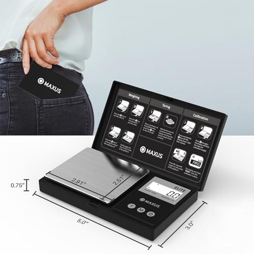 Image of MAXUS Digital Gram Scale 1000g /0.1g, Small Food Scale with Backlit LCD, Mini Pocket Scale for Jewelry