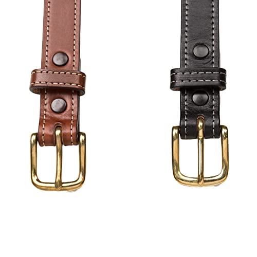 Amish-Made Leather Dress Belt for Business or Everyday Wear, Goldtone Buckle, 1 Inch Wide3