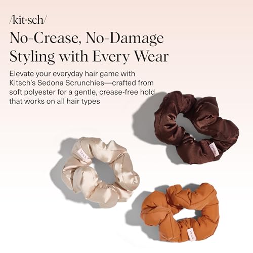 Image of Kitsch Scrunchies for Women - No Crease Hair Ties No Damage | Soft Polyester Scrunchies for All Hair Types | Stylish & Comfortable, For Ponytails & Buns | Ideal Gifts for Women - Sedona, 3pcs