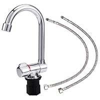 Giyofom Faltbarer Wohnmobil-Wasserhahn, Universell für Auto, Wohnwagen, Wohnmobil, 360 ° Drehbar, Kalt- und Warmwassermischer, Wasserhahn, 1/2