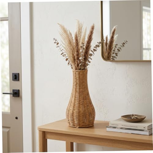 Vase en osier rustique pour fleurs séchées et centre de table convivial