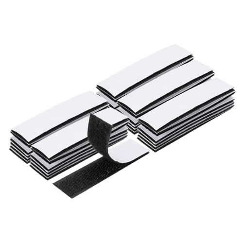 Image of HARFINGTON 48set Hook and Loop Strips with Adhesive 0.8 inchx3 inch Double Sided Hook and Loop Tape Nylon Self Sticky Fastener for Home Office Car, Black