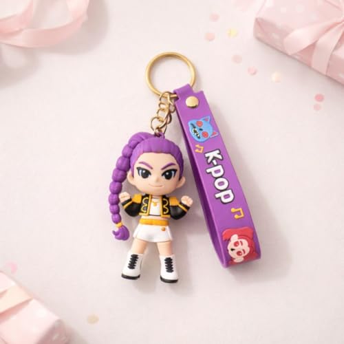 Image of Wanna Party Kpop Demon Hunters Cartoon Keychains, Rumi Keychain for Boys and Girls, Cute Backpack Key Chain Accessories Wristlet chain Return Gift Items for Boys & Girls