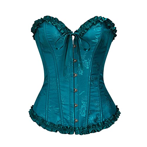Deguisement Femme Corset Bustier Gothique en Dentelle Jacquard Brodé Corset Top Broderie Sexy Lingerie Costume d'Halloween pour Femme Mariage Bustier Push-Up...