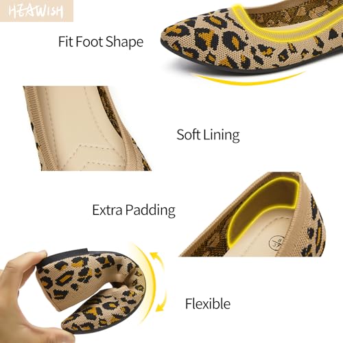 Image of HEAWISH Women's Ballet Flat Flats Shoes Comfortable Mesh Pointed Toe Slip On Dress Shoes