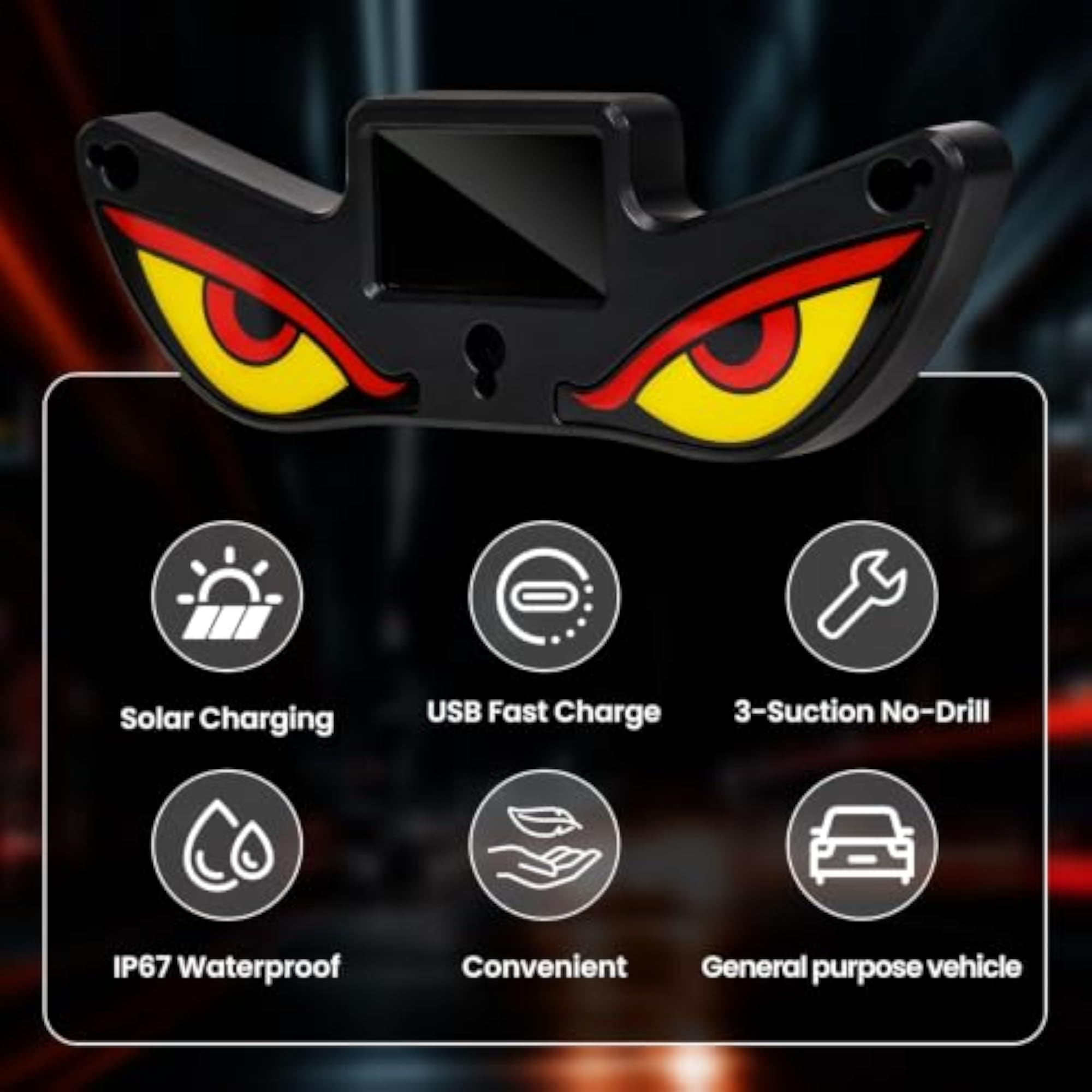 LED Eyes for Car, Solar Demon Eye Wireless Light